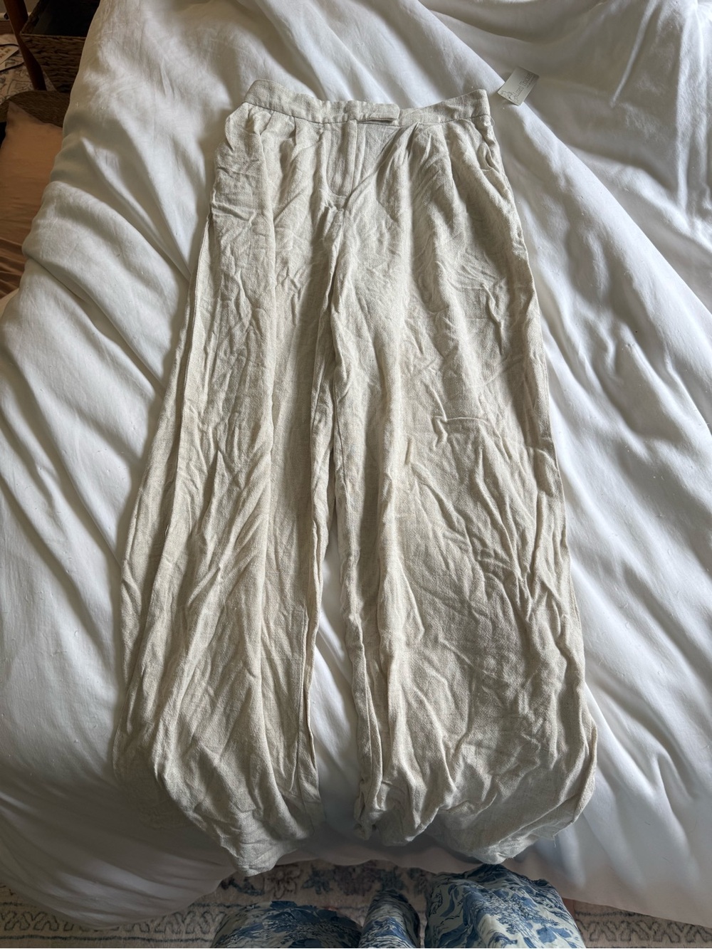 Lizard Thicket Oatmeal Wide-Leg Linen-Blend Pants